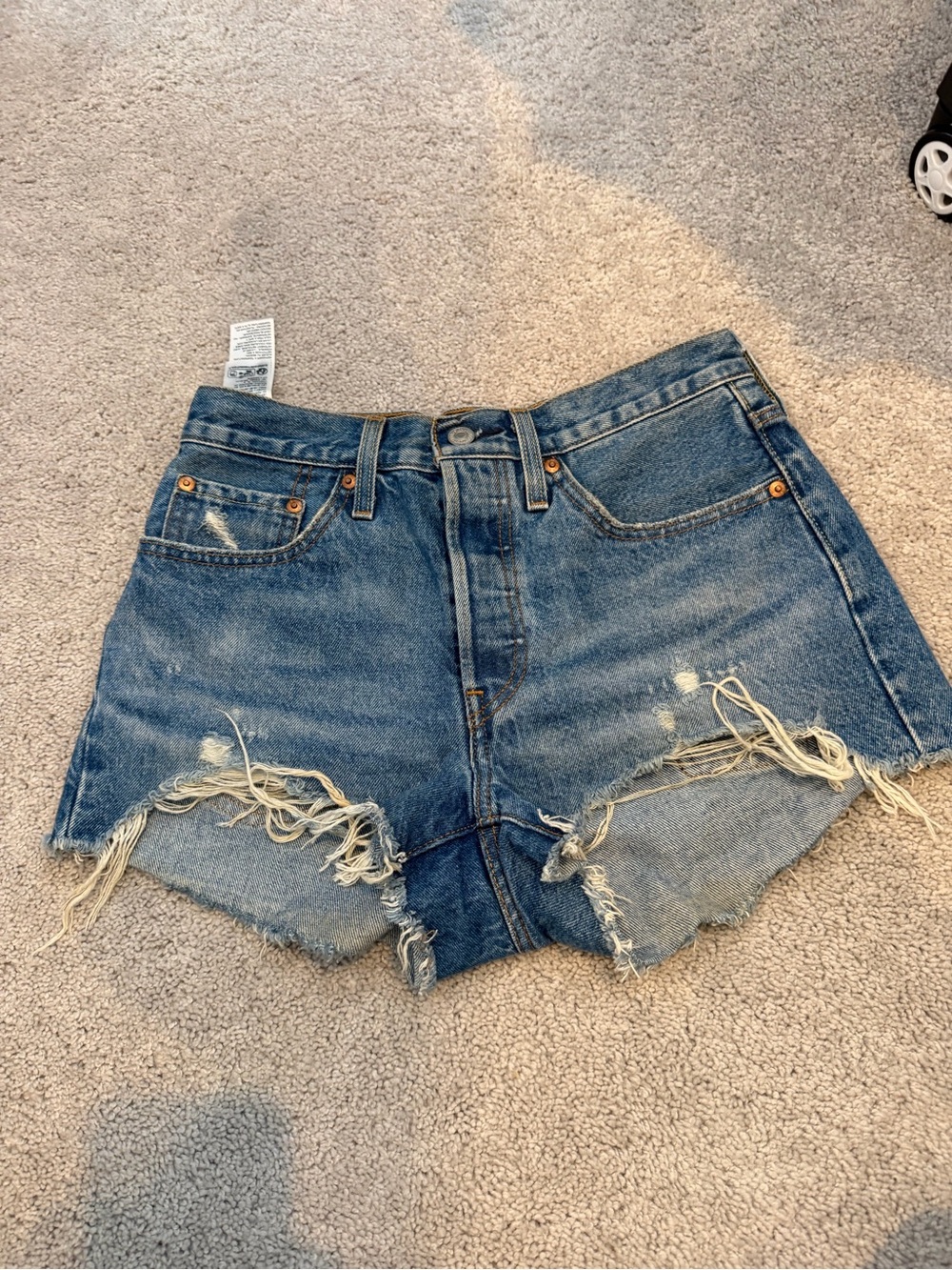 Levi’s 505 High-Rise Distressed Denim Shorts - Blue